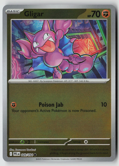 Gligar 049/094 ME02: Phantasmal Flames Common Reverse Holo NM Kazumasa Yasukuni