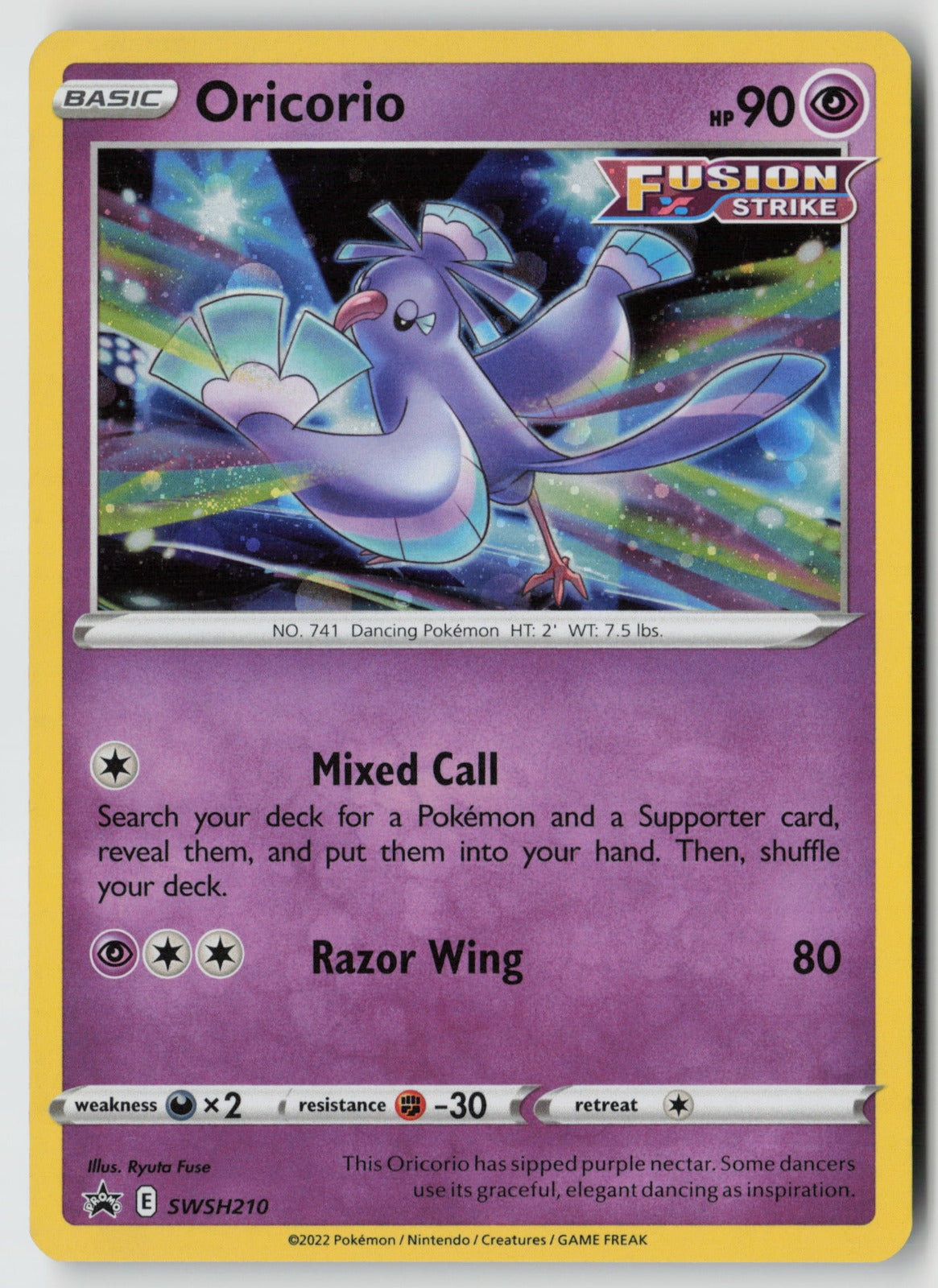 Oricorio SWSH210 SWSH: Sword & Shield Promo Cards Promo Holo NM Ryuta Fuse