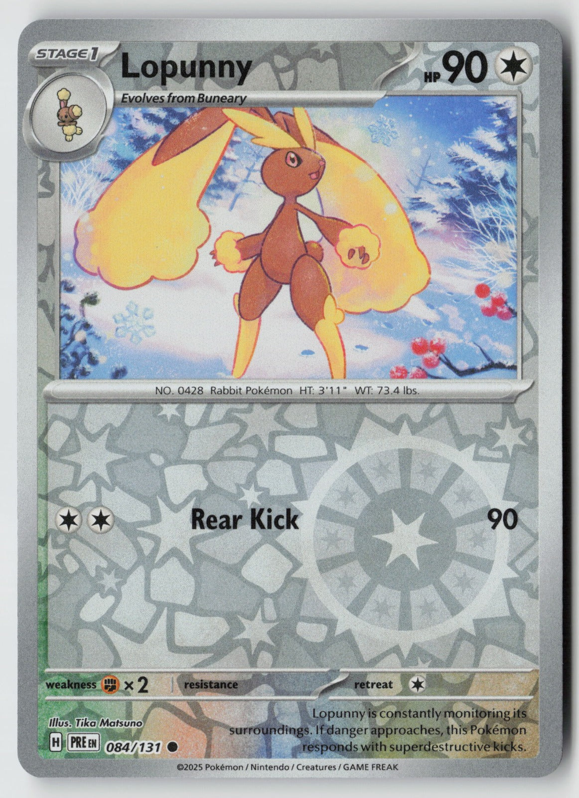 Lopunny 084/131 SV: Prismatic Evolutions Common Reverse Holo NM Tika Matsuno