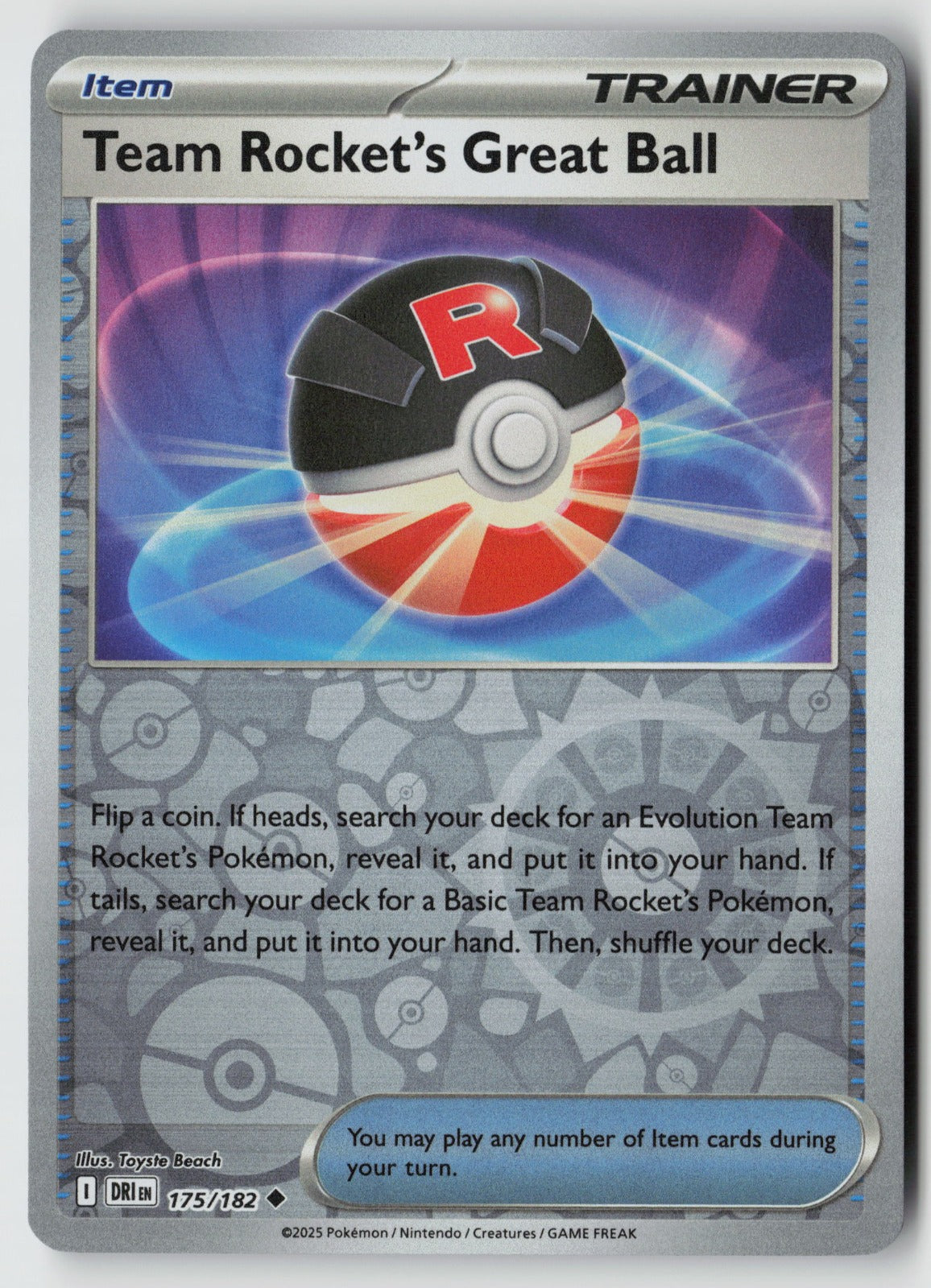 Team Rocket's Great Ball 175/182 SV10: Destined Rivals Uncommon Reverse Holo NM