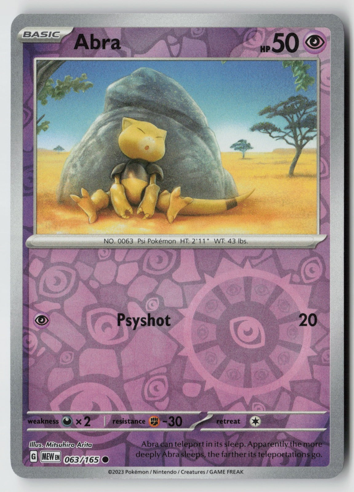 Abra 063/165 SV: Scarlet & Violet 151 Common Reverse Holo NM Mitsuhiro Arita