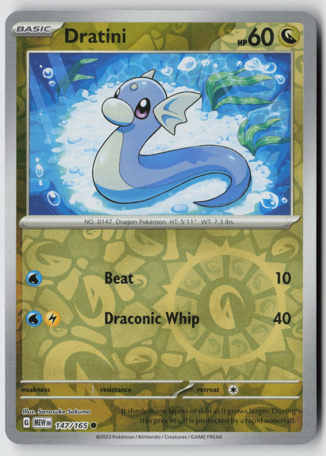 Dratini 147/165 SV: Scarlet & Violet 151 Common Reverse Holo NM Sanosuke Sakuma