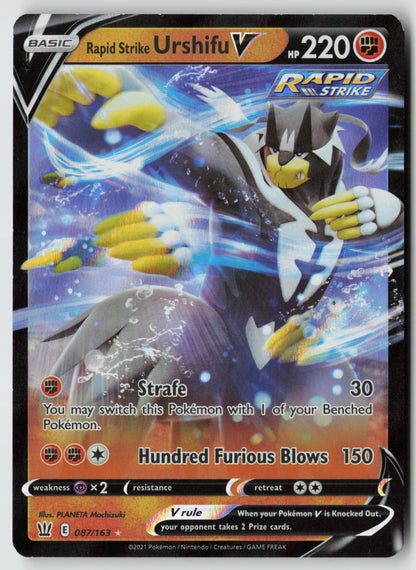 Rapid Strike Urshifu V 087/163 SWSH05: Battle Styles Ultra Rare Holo NM