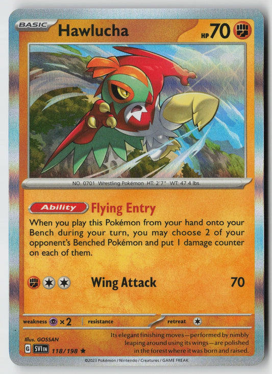 Hawlucha 118/198 SV01: Scarlet & Violet Base Set Rare Holo NM Souichirou Gunjima