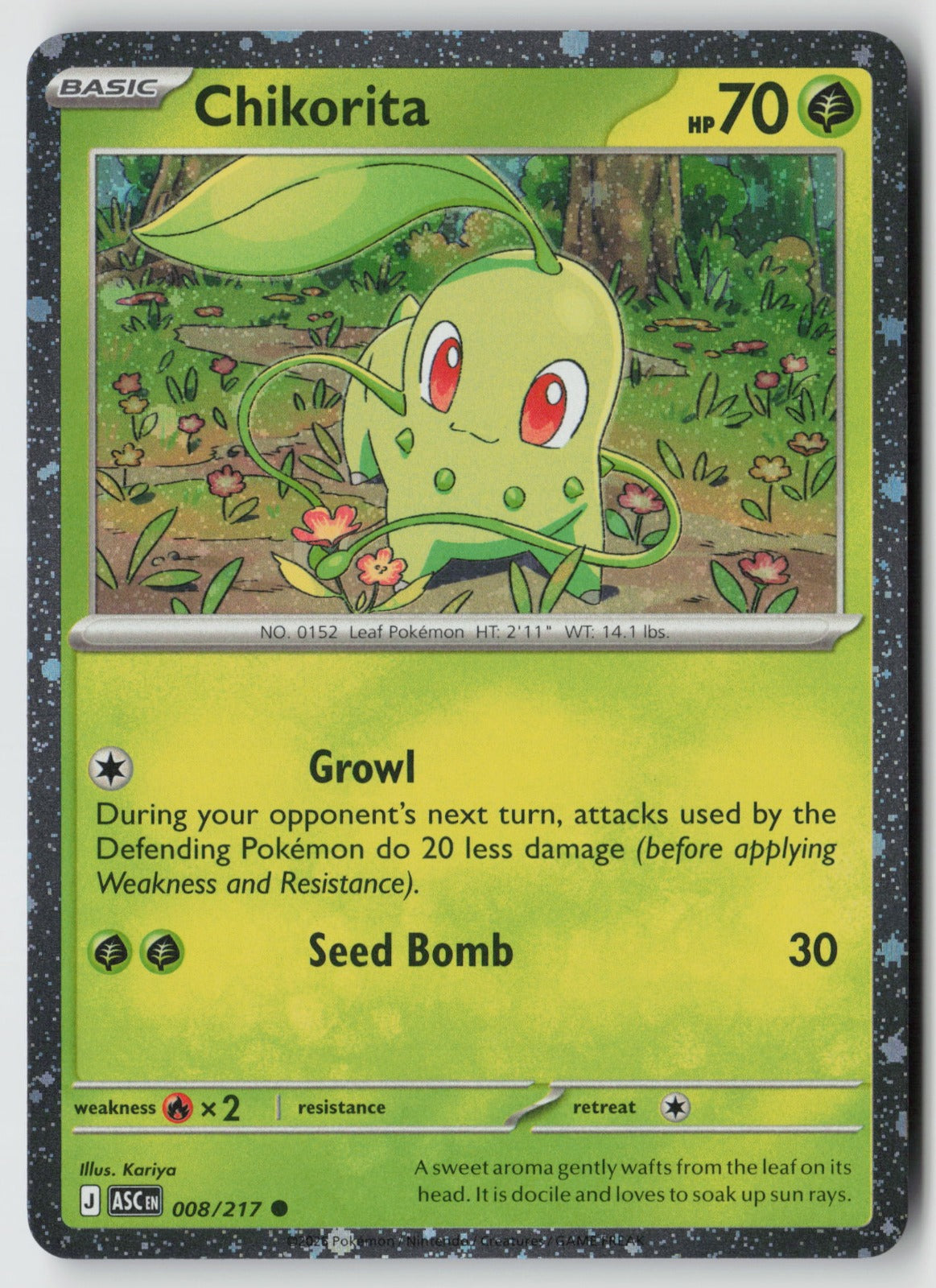 Chikorita (Cosmos Holo) 008/217  Common Holo NM Kariya