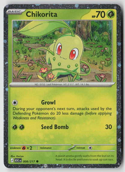 Chikorita (Cosmos Holo) 008/217  Common Holo NM Kariya