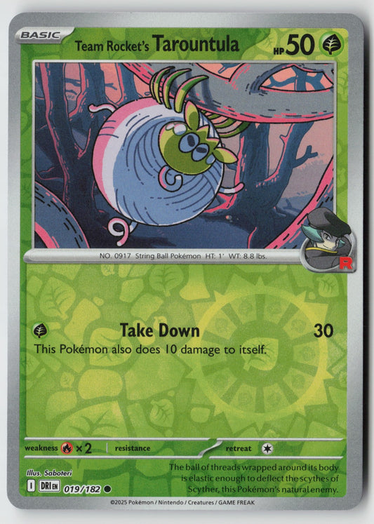 Team Rocket's Tarountula 019/182 SV10: Destined Rivals Common Reverse Holo NM
