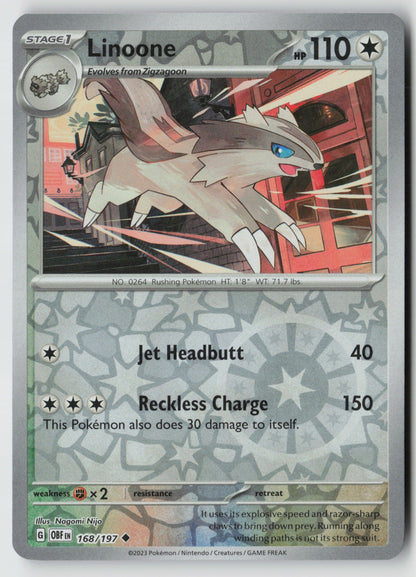 Linoone 168/197 SV03: Obsidian Flames Uncommon Reverse Holo NM Nagomi Nijo