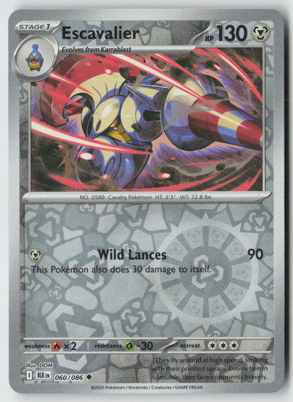 Escavalier 060/086 SV: Black Bolt Uncommon Reverse Holo NM DOM
