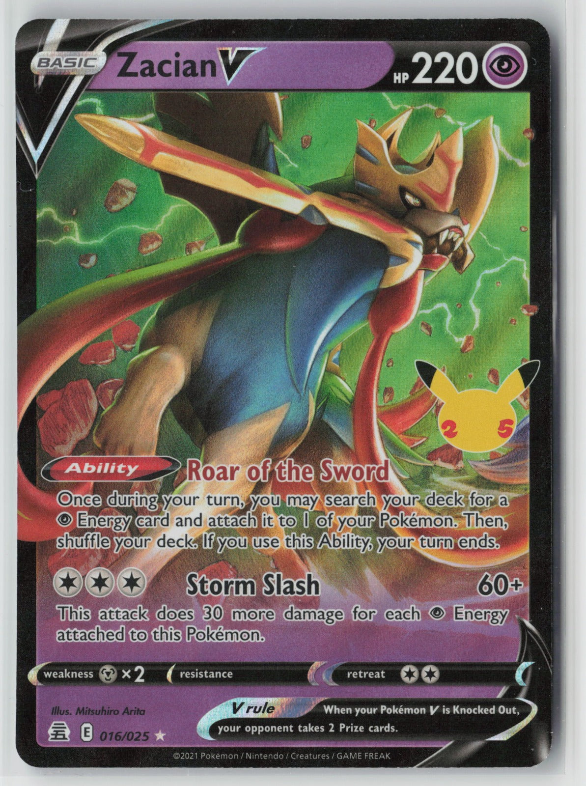 Zacian V 016/025 Celebrations Ultra Rare Holo NM Mitsuhiro Arita