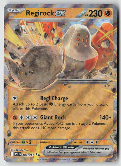 Regirock ex 107/217 ME: Ascended Heroes Double Rare Holo NM Nisota Niso