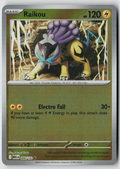Raikou 048/132 ME01: Mega Evolution Rare Reverse Holo NM Takumi Wada