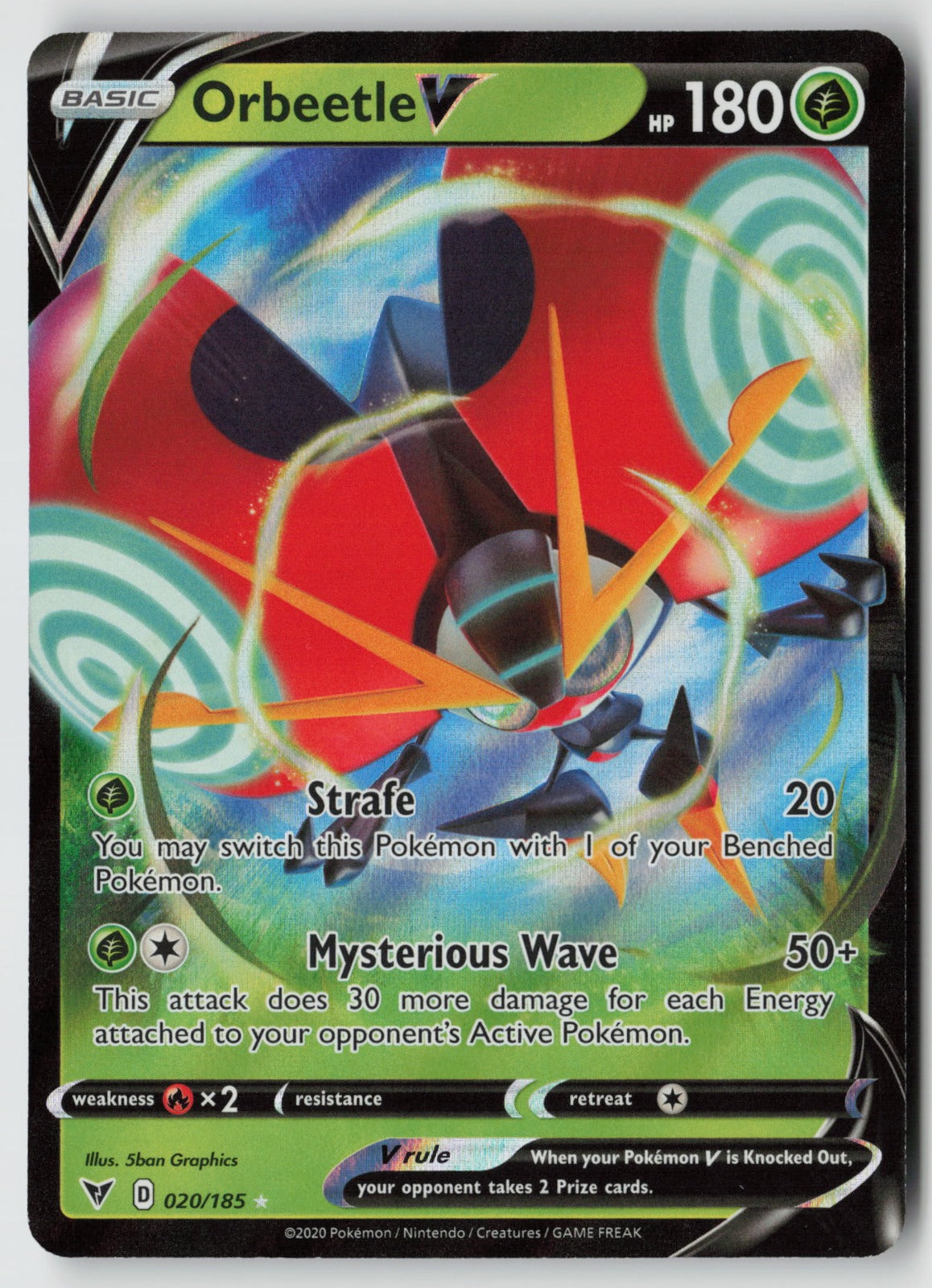 Orbeetle V 020/185 SWSH04: Vivid Voltage Ultra Rare Holo NM 5ban Graphics