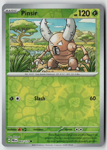 Pinsir 003/131 SV: Prismatic Evolutions Common Reverse Holo NM Uninori