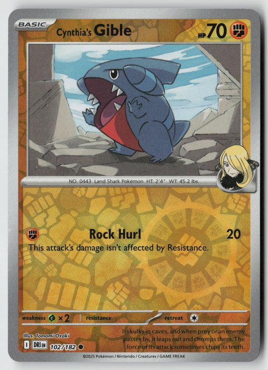 Cynthia's Gible 102/182 SV10: Destined Rivals Common Reverse Holo NM Minahamu