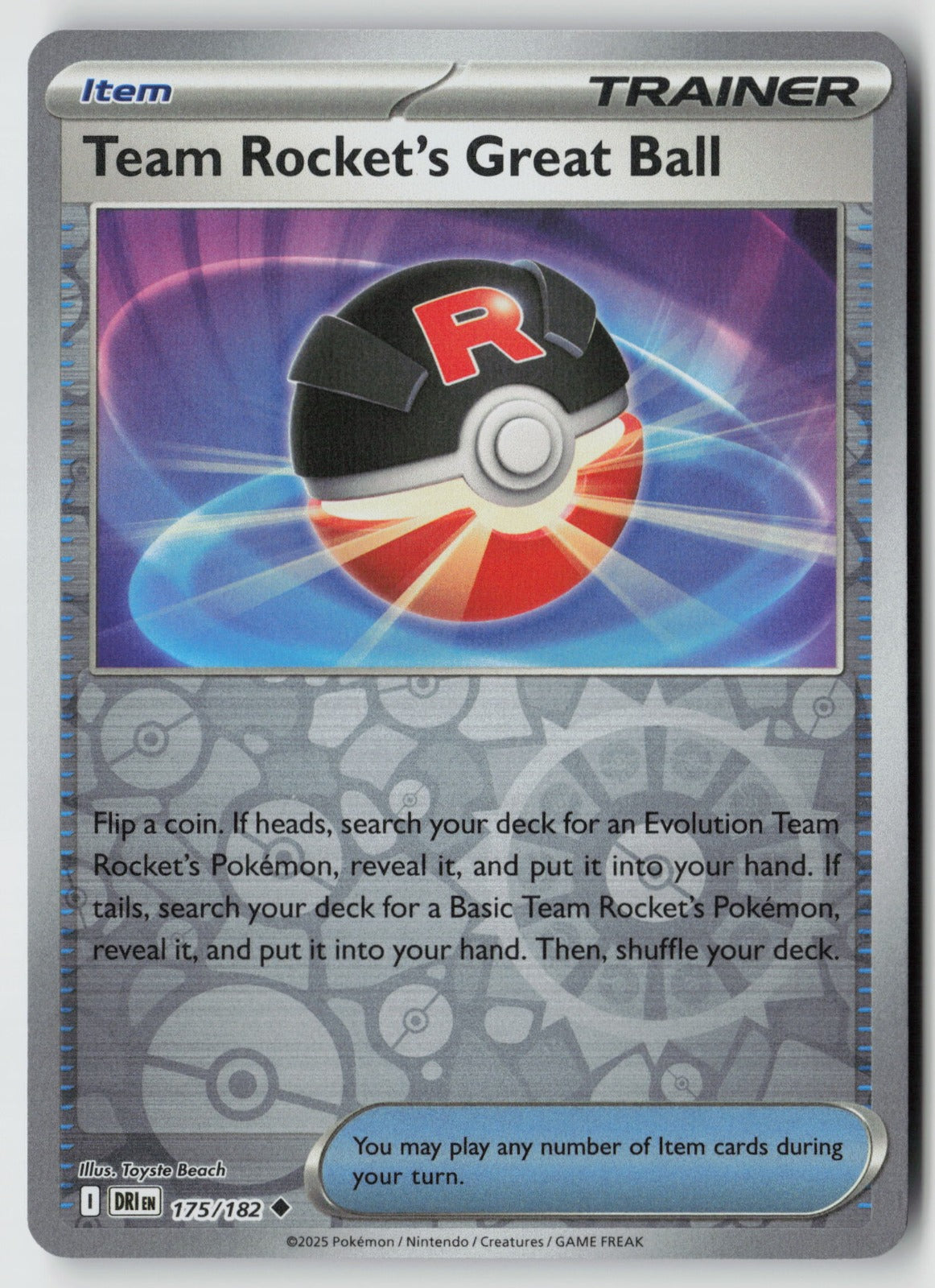 Team Rocket's Great Ball 175/182 SV10: Destined Rivals Uncommon NM Toyste Beach