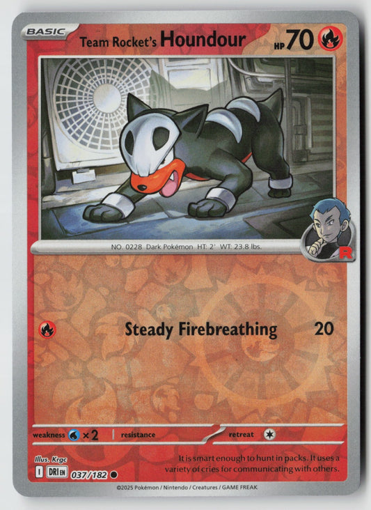 Team Rocket's Houndour 037/182 SV10: Destined Rivals Common Reverse Holo NM