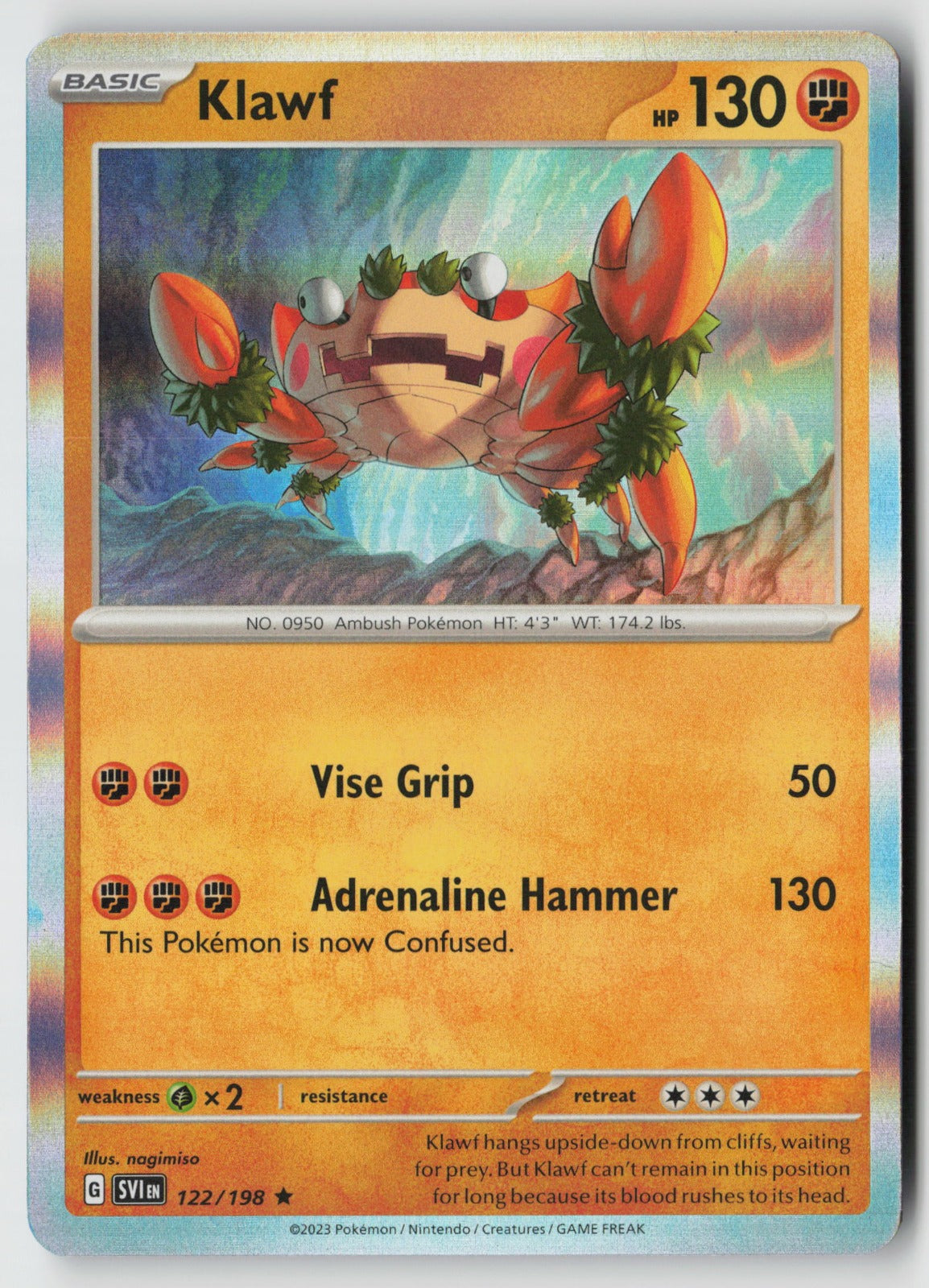 Klawf 122/198 SV01: Scarlet & Violet Base Set Rare Holo NM Mina Nakai