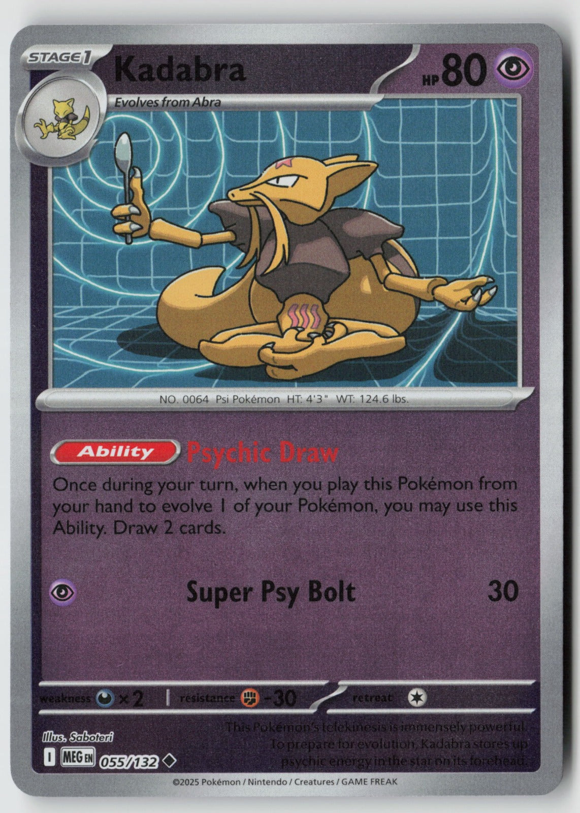Kadabra 055/132 ME01: Mega Evolution Uncommon Reverse Holo NM Saboteri