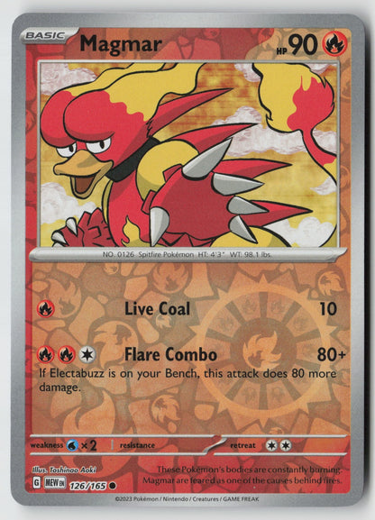 Magmar 126/165 SV: Scarlet & Violet 151 Common Reverse Holo NM Toshinao Aoki