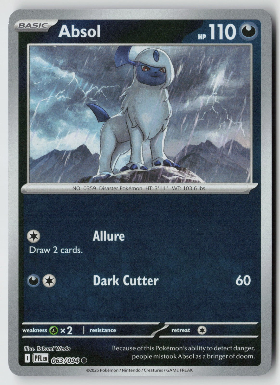 Absol 063/094 ME02: Phantasmal Flames Common Reverse Holo NM Takumi Wada