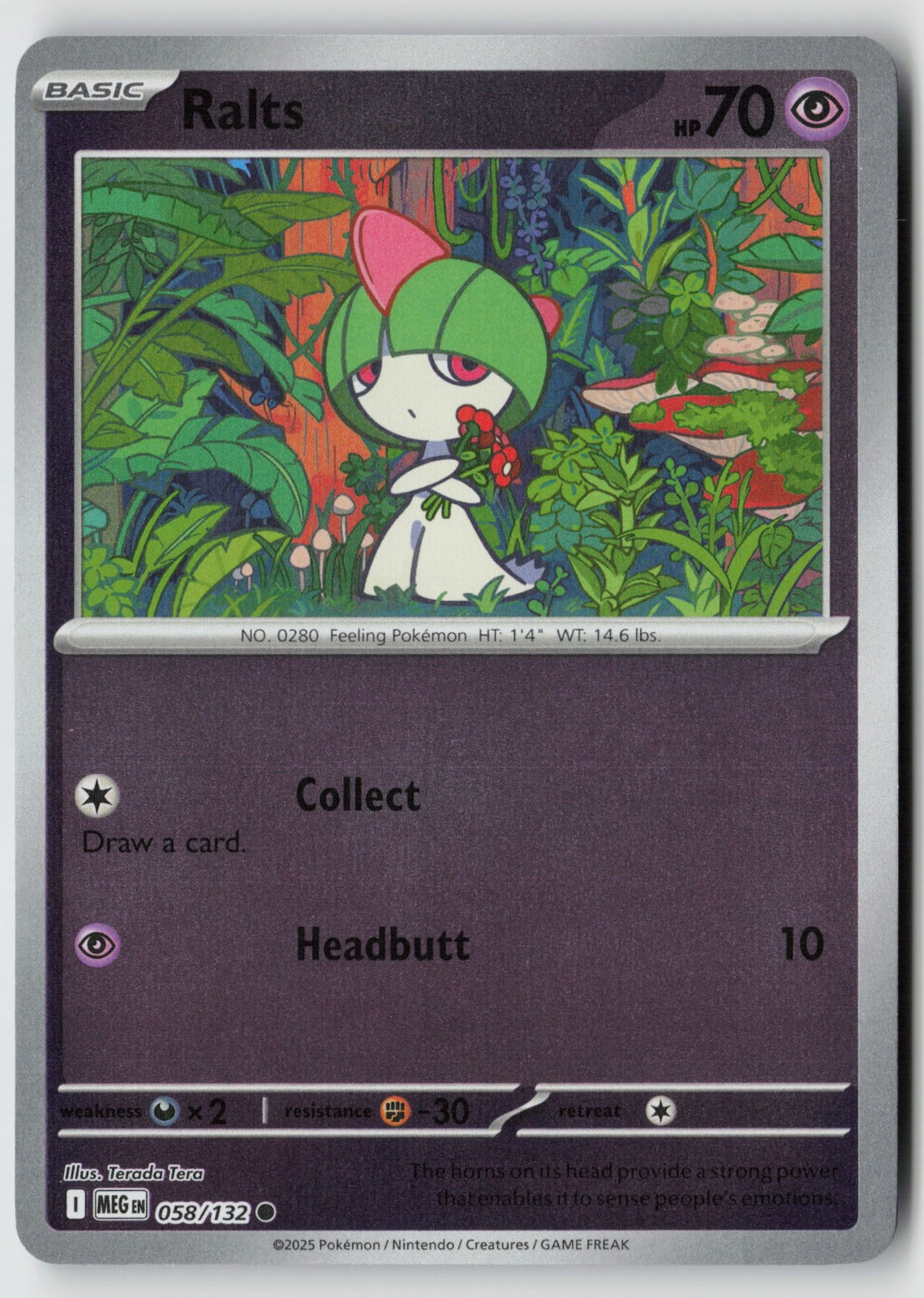 Ralts 058/132 ME01: Mega Evolution Common Reverse Holo NM Terada Tera
