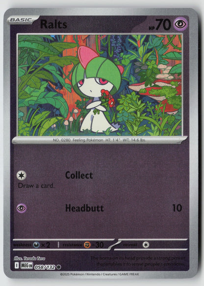 Ralts 058/132 ME01: Mega Evolution Common Reverse Holo NM Terada Tera