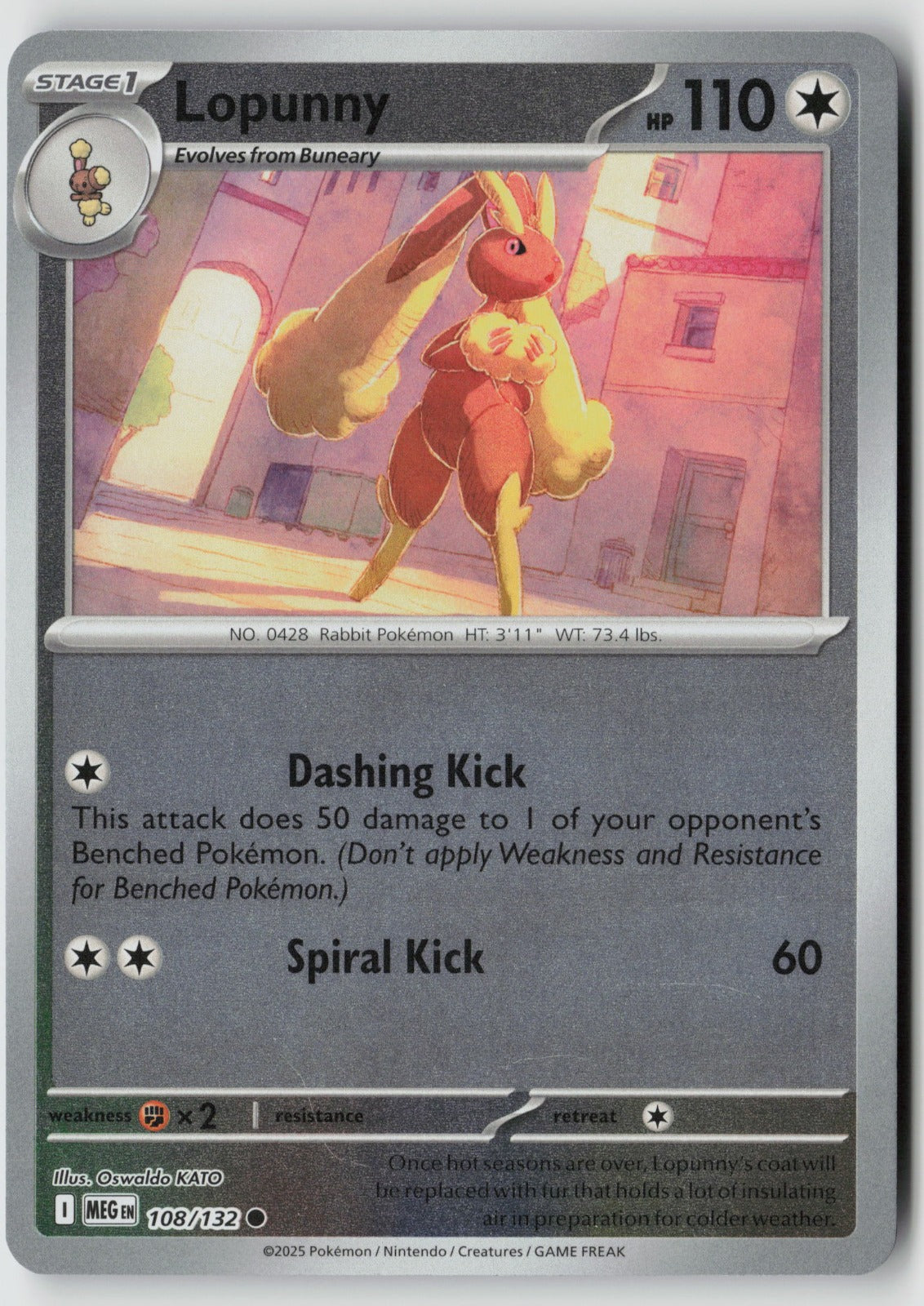 Lopunny 108/132 ME01: Mega Evolution Common Reverse Holo NM Oswaldo KATO