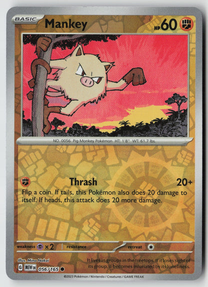 Mankey 056/165 SV: Scarlet & Violet 151 Common Reverse Holo NM Mina Nakai
