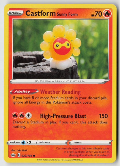 Castform Sunny Form 022/198 SWSH06: Chilling Reign Common NM Yuka Morii
