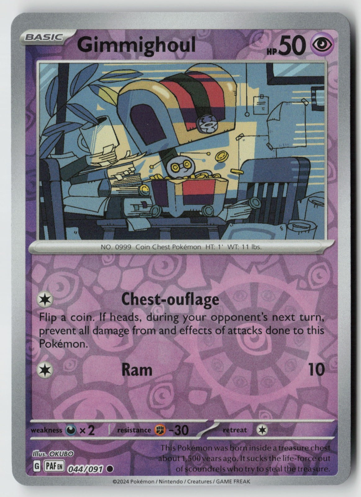 Gimmighoul 044/091 SV: Paldean Fates Common Reverse Holo NM OKUBO