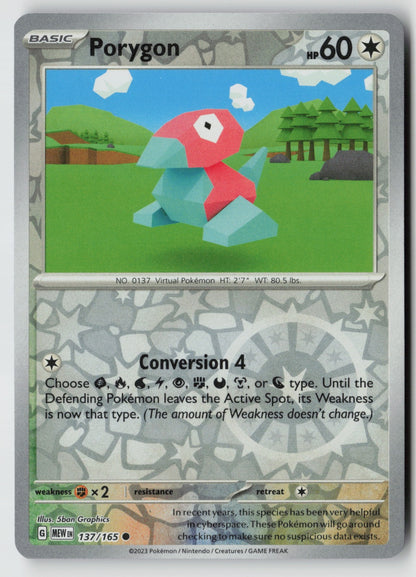 Porygon 137/165 SV: Scarlet & Violet 151 Common Reverse Holo NM 5ban Graphics