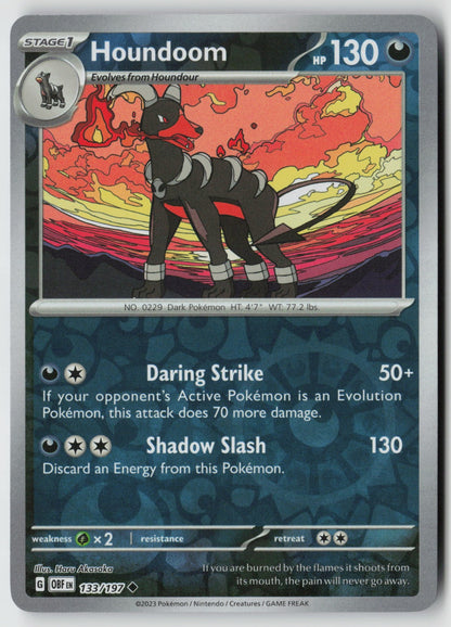 Houndoom 133/197 SV03: Obsidian Flames Uncommon Reverse Holo NM Haru Akasaka