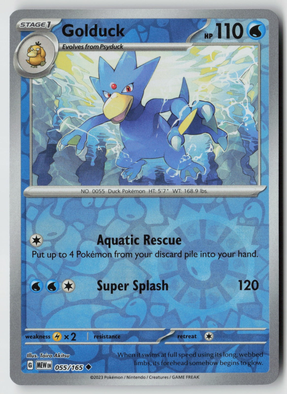 Golduck 055/165 SV: Scarlet & Violet 151 Uncommon Reverse Holo NM Taira Akitsu
