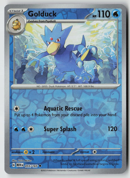 Golduck 055/165 SV: Scarlet & Violet 151 Uncommon Reverse Holo NM Taira Akitsu