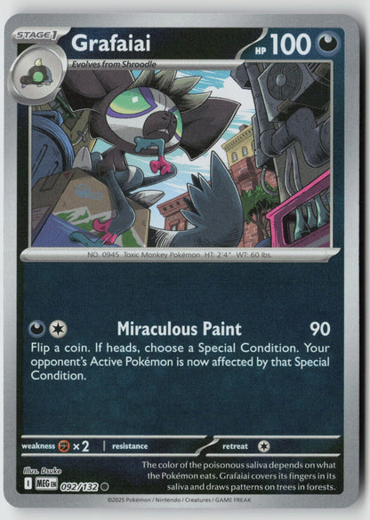 Grafaiai 092/132 ME01: Mega Evolution Common Reverse Holo NM Dsuke