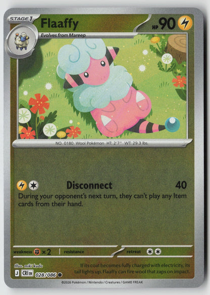 Flaaffy 028/086 ME04: Chaos Rising Common Reverse Holo NM miki kudo