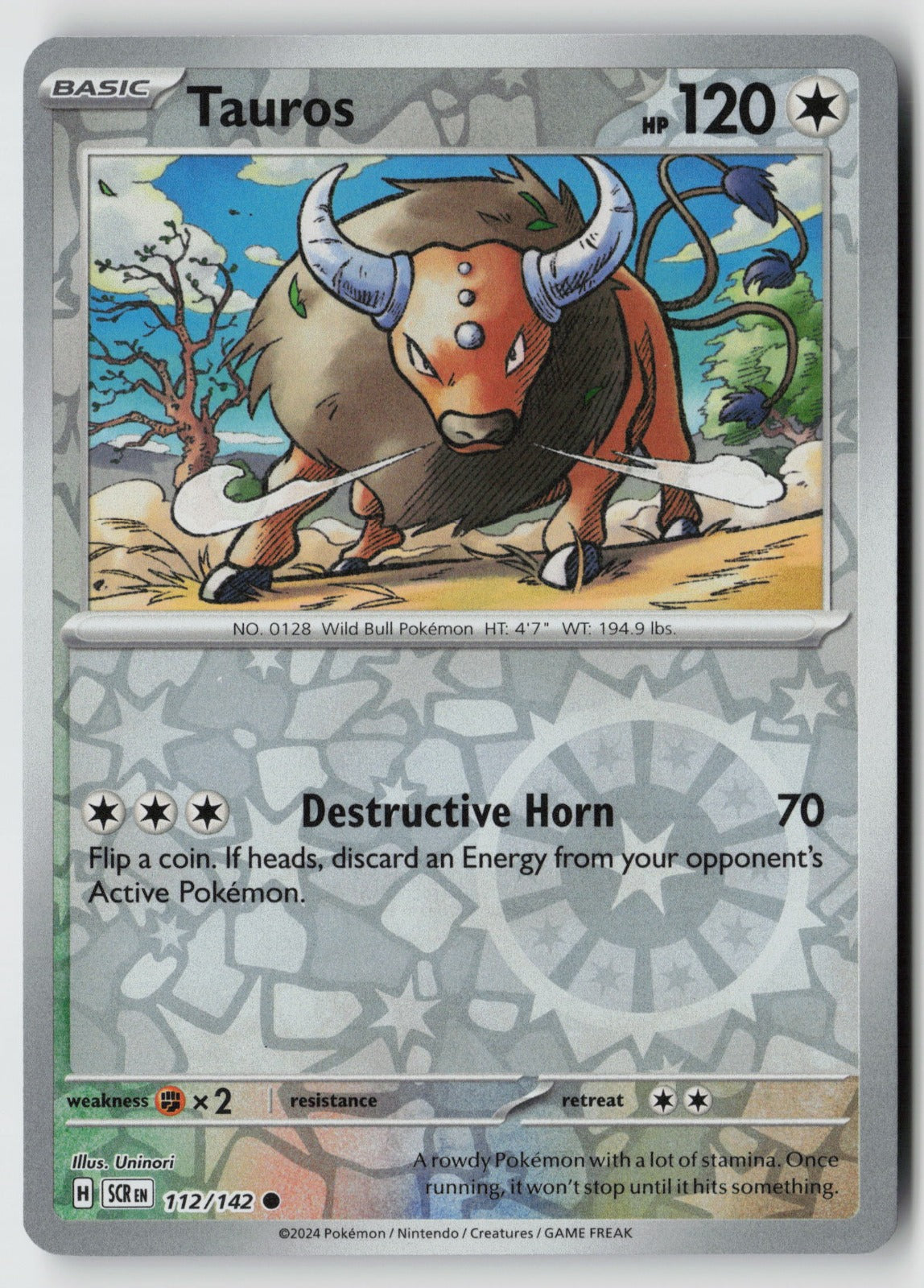 Tauros 112/142 SV07: Stellar Crown Common Reverse Holo NM Uninori