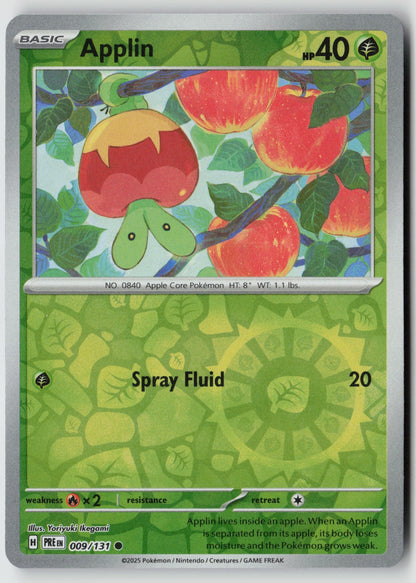 Applin 009/131 SV: Prismatic Evolutions Common Reverse Holo NM Yoriyuki Ikegami