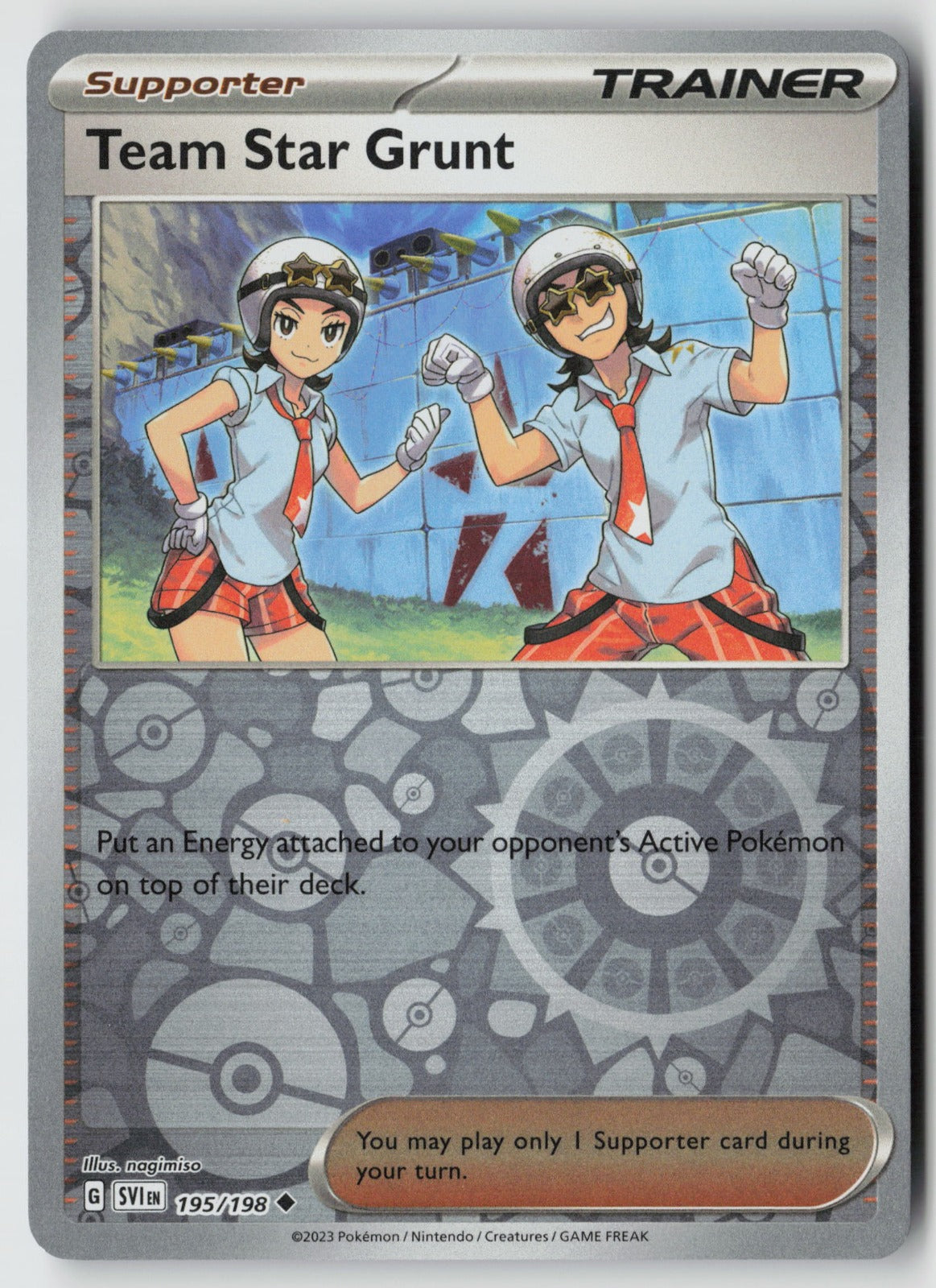 Team Star Grunt 195/198 SV01: Scarlet & Violet Base Set Uncommon Reverse Holo NM