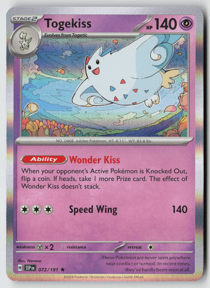Togekiss 072/191 SV08: Surging Sparks Rare Holo NM Narano