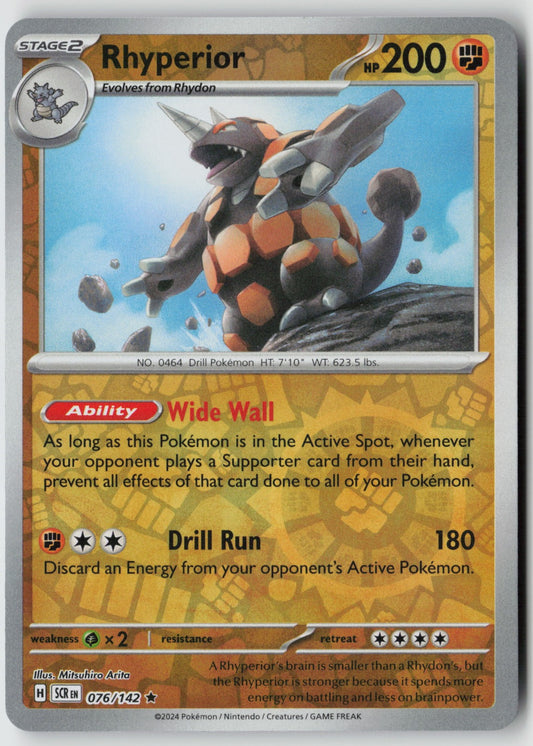 Rhyperior 076/142 SV07: Stellar Crown Rare Reverse Holo NM Mitsuhiro Arita