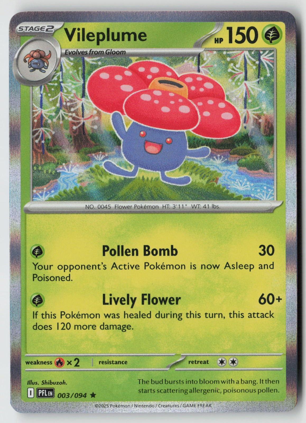 Vileplume 003/094 ME02: Phantasmal Flames Rare Holo NM Shibuzoh