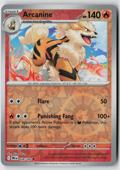 Arcanine 028/182 SV10: Destined Rivals Uncommon Reverse Holo NM Nisota Niso
