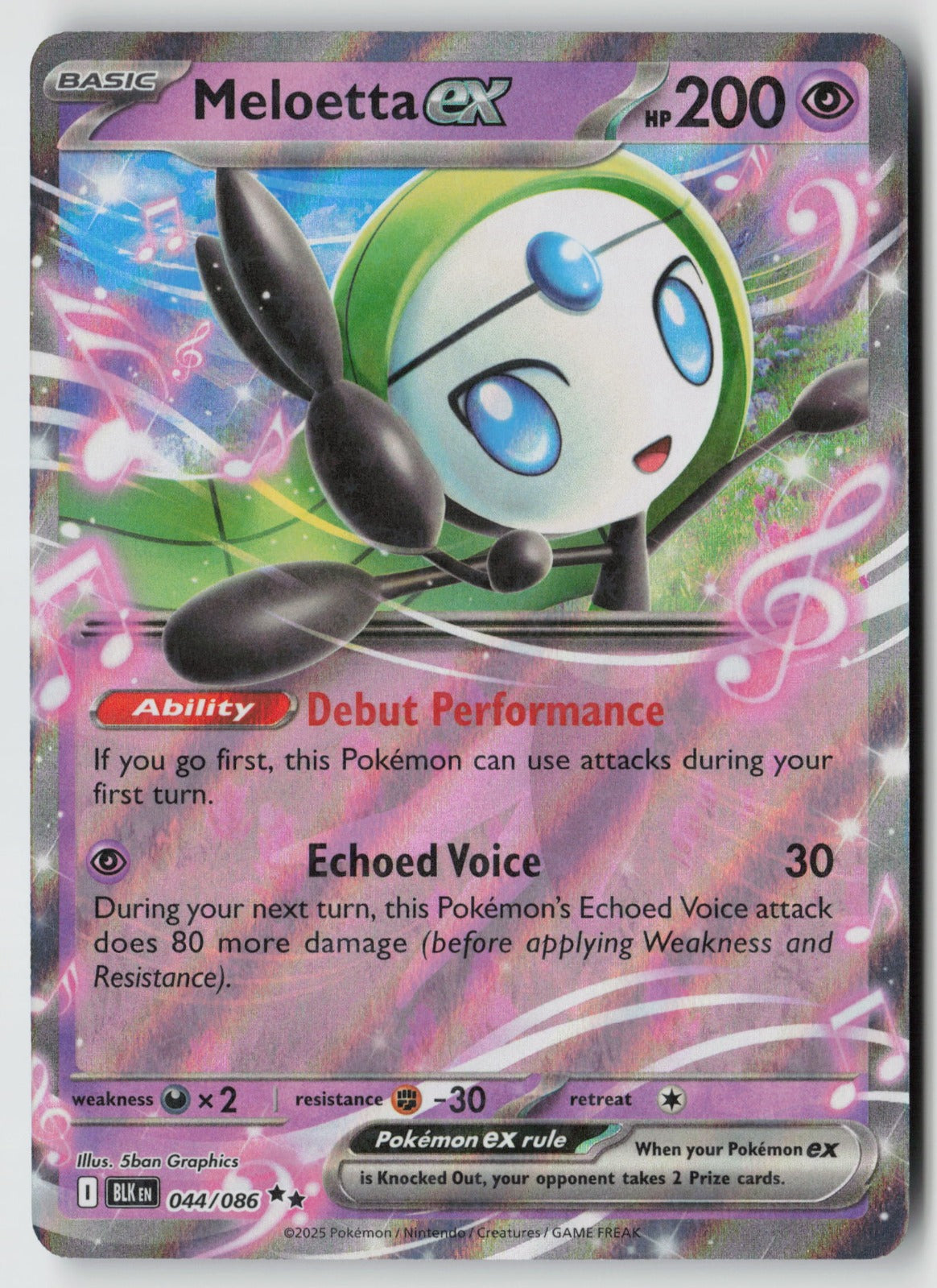Meloetta ex 044/086 SV: Black Bolt Double Rare Holo NM 5ban Graphics