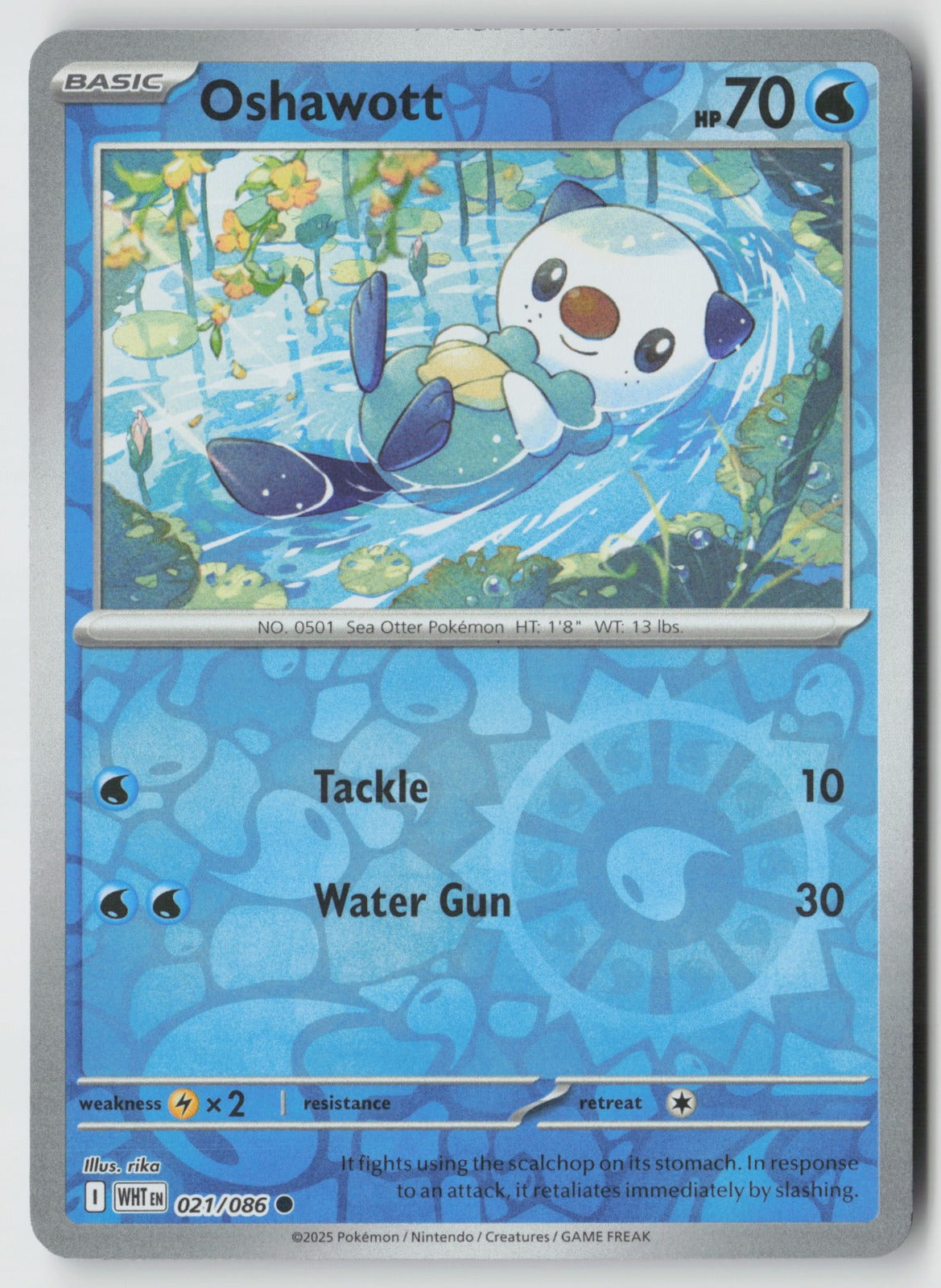 Oshawott 021/086 SV: White Flare Common Reverse Holo NM rika