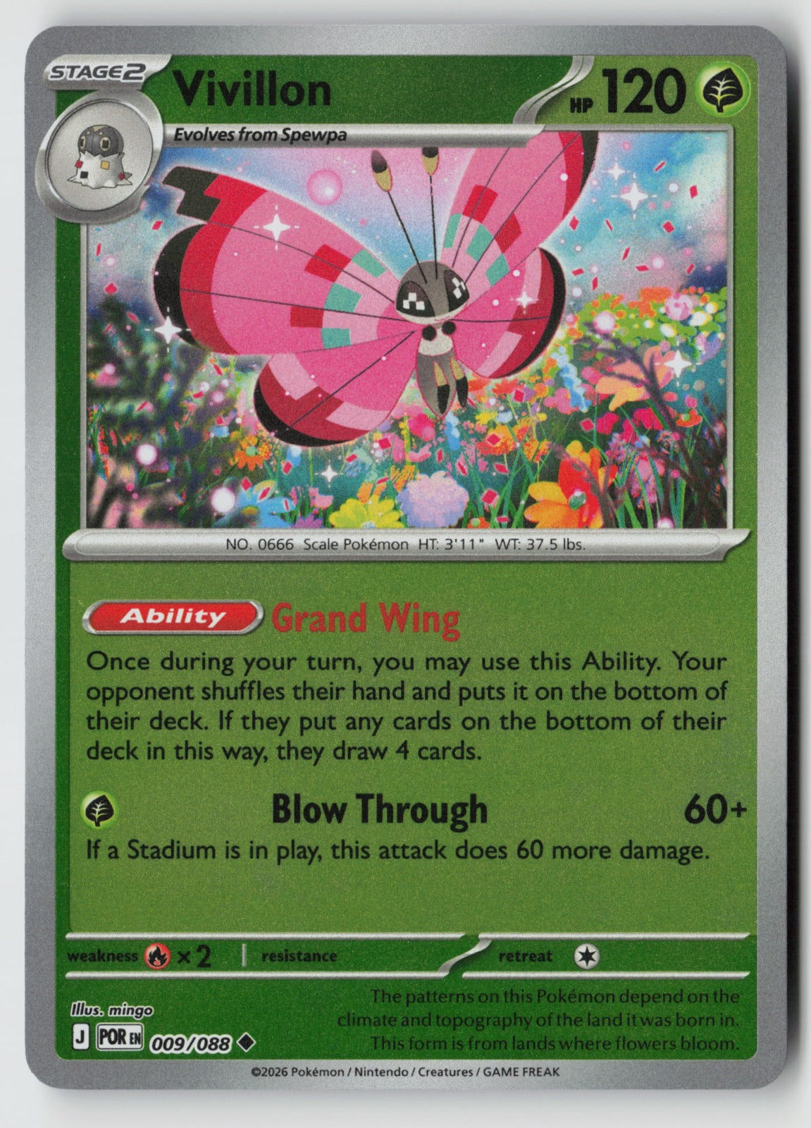 Vivillon 009/088 ME03: Perfect Order Uncommon Reverse Holo NM mingo