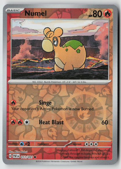 Numel 011/091 SV: Paldean Fates Common Reverse Holo NM Mina Nakai