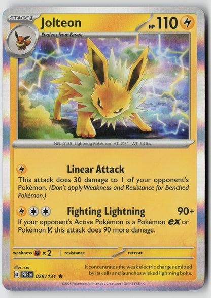 Jolteon 029/131 SV: Prismatic Evolutions Rare Holo NM sui