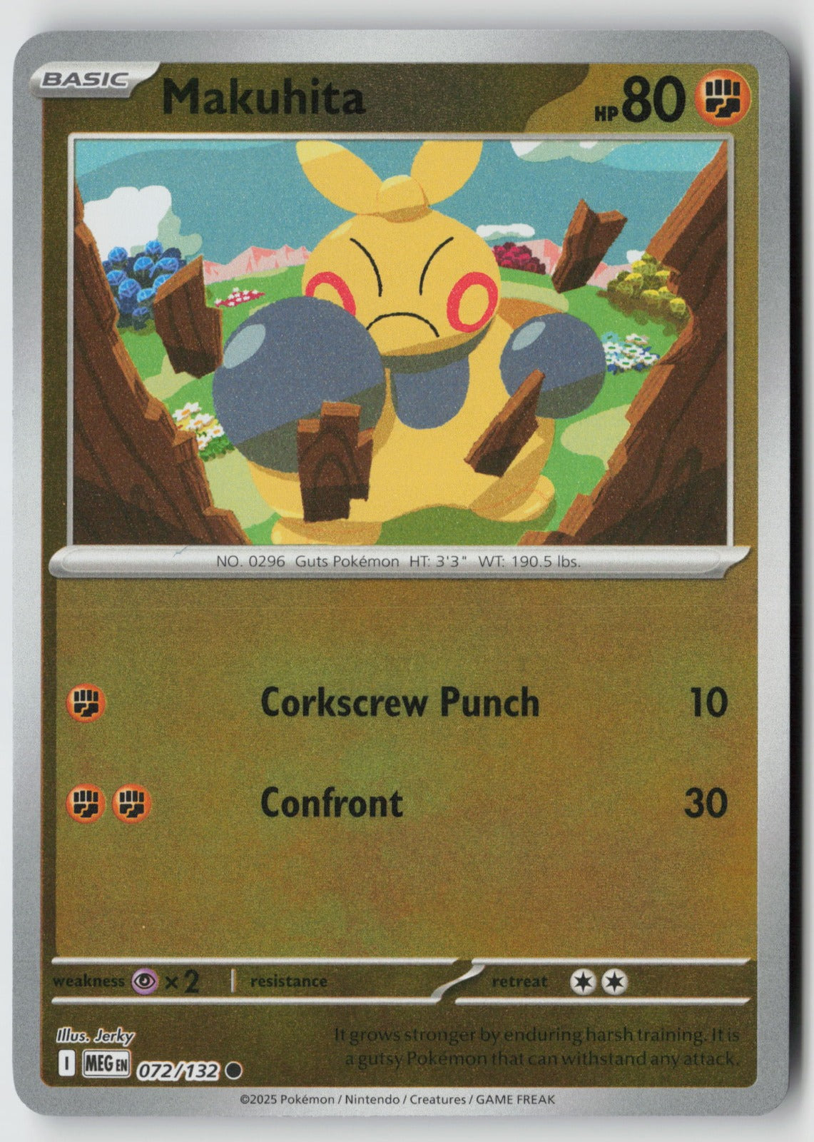 Makuhita 072/132 ME01: Mega Evolution Common Reverse Holo NM Jerky